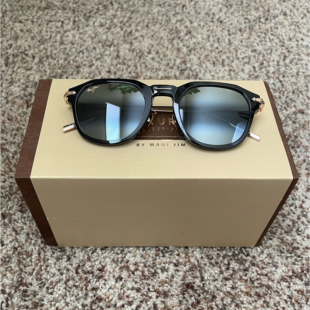Maui Jim ALIKA Luxury Collection Polarized Black/Gold Sunglasses - NEW IN BOX